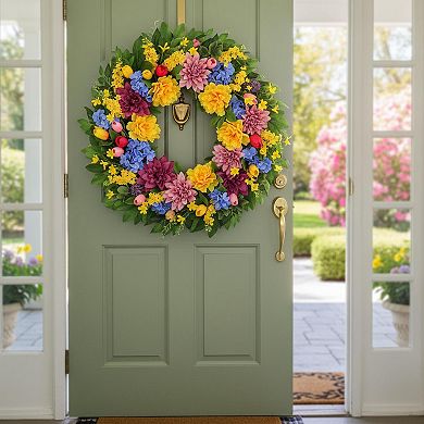 24 Inch Spring Summer Wreath Artificial Floral Decor Front Door Wall Window Porch