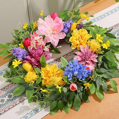 24 Inch Spring Summer Wreath Artificial Floral Decor Front Door Wall Window Porch