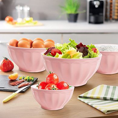 4 Piece Nesting Mixing Bowls with Lids Microwave Safe BPA Free for Kitchen Prepping Baking Cooking