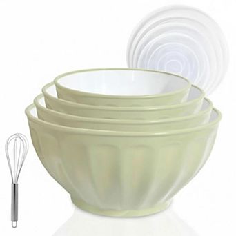 4 pc Nesting Mixing Bowls with Lids Microwave Safe BPA Free for Kitchen Prepping Baking Cooking