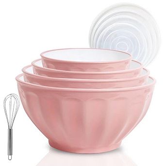 4 pc Nesting Mixing Bowls with Lids Microwave Safe BPA Free for Kitchen Prepping Baking Cooking