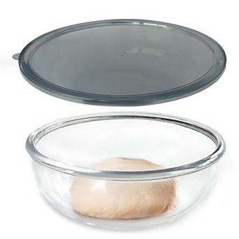 Large Glass Mixing Bowl w/Lid 6.3-qt Thickened Edges Clear Salad Cooking Sourdough Storage Prepping