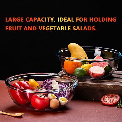 Large Glass Mixing Bowl w/Lid 6.3Qt Thickened Edges Clear Salad Cooking Sourdough Storage Prepping