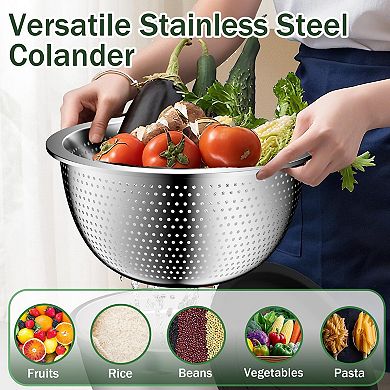16pcs Stainless Steel Mixing Bowl Set with Lids Colander Grater Measuring Cups Spoons