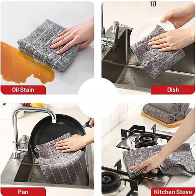 Microfiber Kitchen Towels Dishcloths Set 12 Pack Lint Free Absorbent Fast Drying Thick Durable
