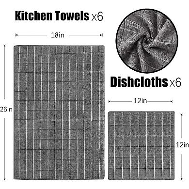 Microfiber Kitchen Towels Dishcloths Set 12 Pack Lint Free Absorbent Fast Drying Thick Durable