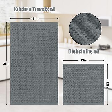 Cotton Kitchen Towels Dishcloths Set Terry Cloth Soft Absorbent Hanging Loop 100% Ring Spun Cotton