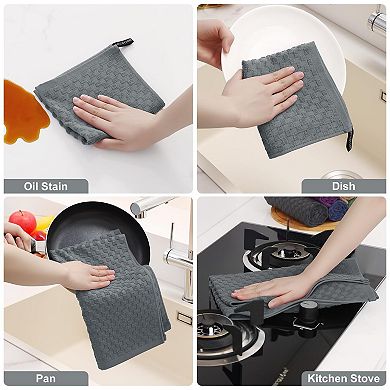 Cotton Kitchen Towels Dishcloths Set Terry Cloth Soft Absorbent Hanging Loop 100% Ring Spun Cotton