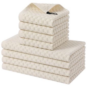 Cotton Kitchen Towels Dishcloths Set Terry Cloth Soft Absorbent Hanging Loop 100% Ring Spun Cotton