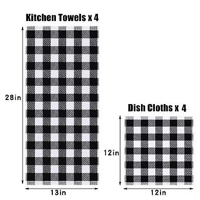 Cotton Waffle Weave Kitchen Towels Dishcloths Set Absorbent Soft Bulk 8 Pack