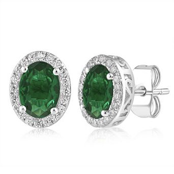 Sienna Vale Silver Tone Oval Cubic Zirconia Halo Stud Earrings