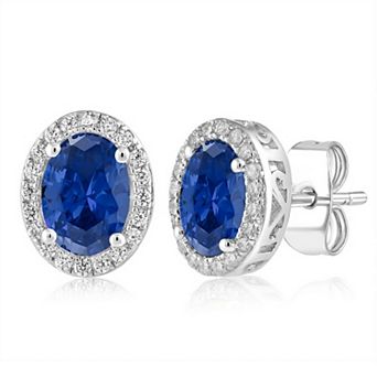 Sienna Vale Silver Tone Oval Cubic Zirconia Halo Stud Earrings