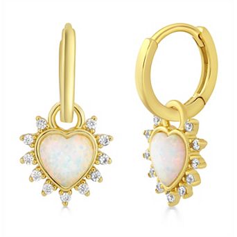 Sienna Vale Halo Heart Cubic Zirconia Charm Hoop Earrings