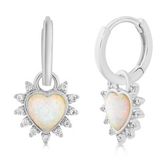 Sienna Vale Halo Heart Cubic Zirconia Charm Hoop Earrings