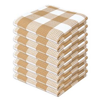 Waffle Weave Plaid Dish Cloths Cotton Soft Absorbent Quick Drying Check Rags Kitchen
