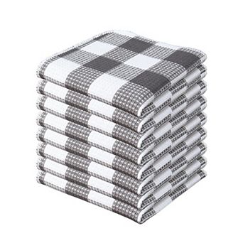 Waffle Weave Plaid Dish Cloths Cotton Soft Absorbent Quick Drying Check Rags Kitchen