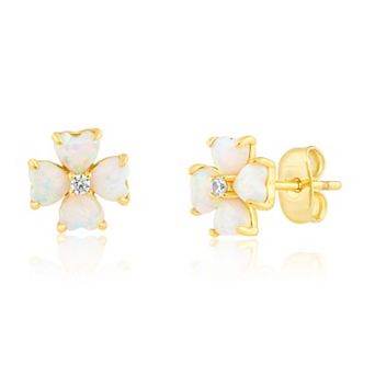 Sienna Vale Heart Shape Flower Cubic Zirconia Stud Earrings