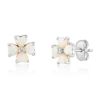 Sienna Vale Heart Shape Flower Cubic Zirconia Stud Earrings