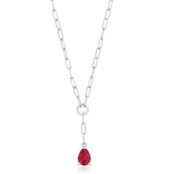 Sienna Vale Silver Tone Pear-Shaped Cubic Zirconia Paperclip Necklace