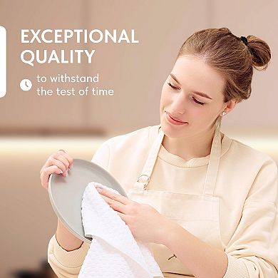 Super Absorbent Cotton Kitchen Towels 12 Pack Thick Dobby Weave Machine Washable