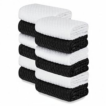 Super Absorbent Cotton Kitchen Towels 12 Pack Thick Dobby Weave Machine Washable