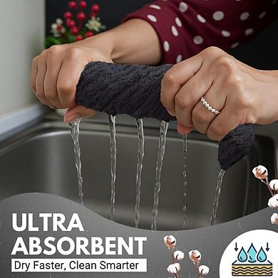 12 Pack Ring Spun Cotton Dish Towels Absorbent Durable Machine Washable