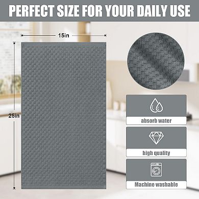 Cotton Terry Kitchen Towels Soft Absorbent 380 GSM Reusable Tea Towels Hanging Loop Pineapple Grid