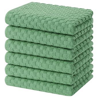 Cotton Terry Kitchen Towels Soft Absorbent 380 GSM Reusable Tea Towels Hanging Loop Pineapple Grid