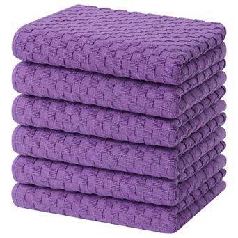 Cotton Terry Kitchen Towels Soft Absorbent 380 GSM Reusable Tea Towels Hanging Loop Pineapple Grid