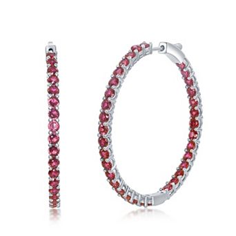Sienna Vale Silver Tone Cubic Zirconia Hoop Earrings