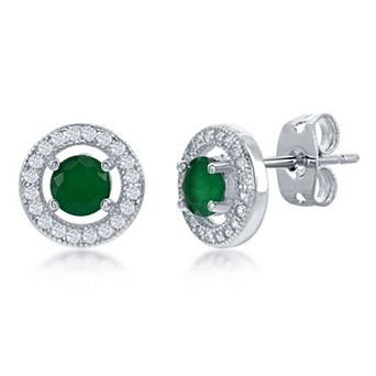 Sienna Vale Silver Tone Tone Cubic Zirconia Halo Stud Earrings