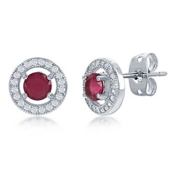 Sienna Vale Silver Tone Tone Cubic Zirconia Halo Stud Earrings