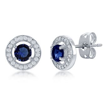 Sienna Vale Silver Tone Tone Cubic Zirconia Halo Stud Earrings