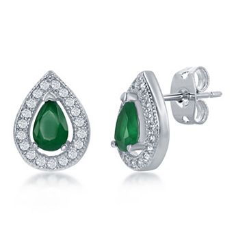 Sienna Vale Silver Tone Teardrop Cubic Zirconia Stud Earrings