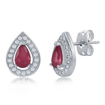 Sienna Vale Silver Tone Teardrop Cubic Zirconia Stud Earrings