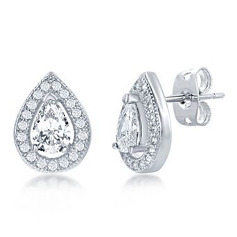 Sienna Vale Silver Tone Teardrop Cubic Zirconia Stud Earrings