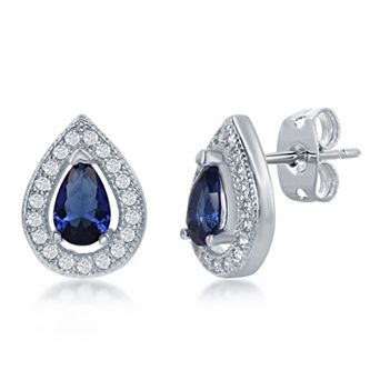Sienna Vale Silver Tone Teardrop Cubic Zirconia Stud Earrings