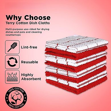 Terry Cotton Kitchen Cleaning Cloths Absorbent Soft Durable Set