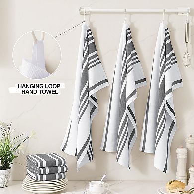 Kitchen Towels Large Cotton 380 GSM Stripe Terry Absorbent Hanging Loop