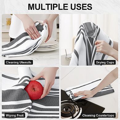 Kitchen Towels Large Cotton 380 GSM Stripe Terry Absorbent Hanging Loop