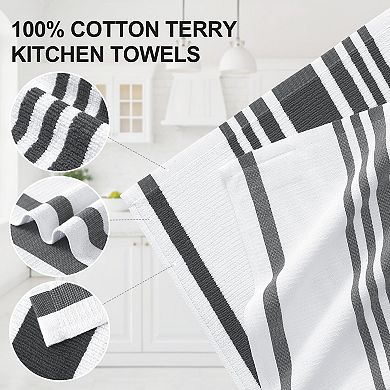 Kitchen Towels Large Cotton 380 GSM Stripe Terry Absorbent Hanging Loop
