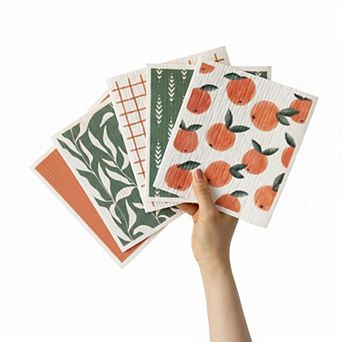 Swedish Dishcloths 5 Pack Plant Based Biodegradable Reusable Absorbent Kitchen Cleaning Cloths