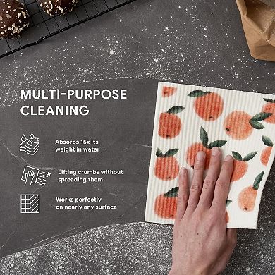 Swedish Dishcloths 5 Pack Plant Based Biodegradable Reusable Absorbent Kitchen Cleaning Cloths