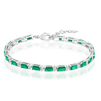 Sienna Vale Silver Tone Emerald-Cut & Round Cubic Zirconia Tennis Bracelet