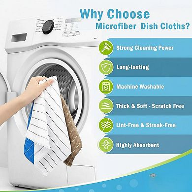 Microfiber Kitchen Towels 8pk Super Soft Absorbent Dish Towels Multi-purpose Lint-free Machine