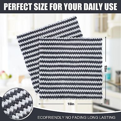Microfiber Dish Cloths Ultra Soft Absorbent Reusable Fast Drying No Lint Coral Wave Cleaning Towels