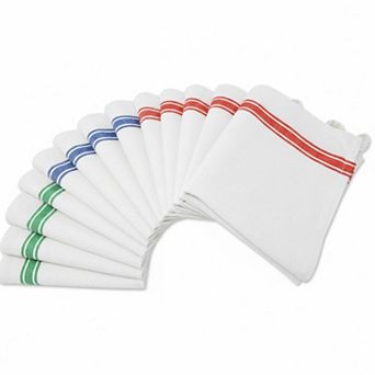 Dish Towels Set 13 Pack Cotton Embroidery Zero Lint Absorbent Striped