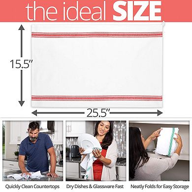 Dish Towels Set 13 Pack Cotton Embroidery Zero Lint Absorbent Striped