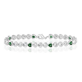 Sienna Vale Silver Tone Bezel Set Heart Cubic Zirconia Bracelet