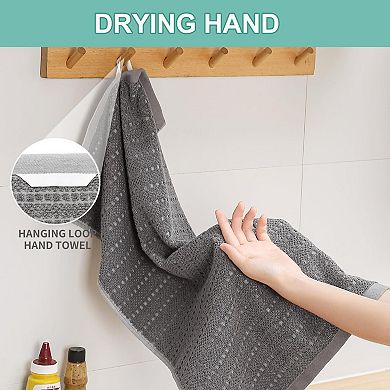Cotton Kitchen Dish Towels Bulk Absorbent Hanging Loop Plaid Cloths for Drying Cleaning
